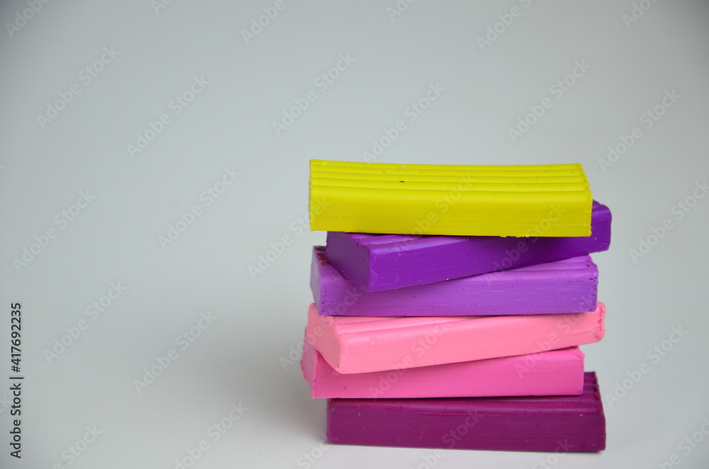 A set of colors of Modeling clay. Modeling and design for children. on white background A set of colors of Modeling clay. Modeling and design for children. on white background