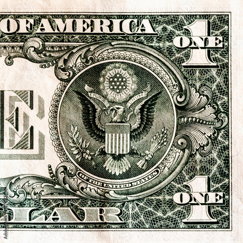 US one dollar bill. Close-up. Great seal.