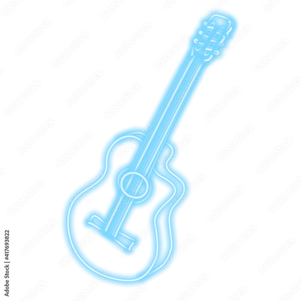 Neon guitar on transparent background Neon guitar on transparent background