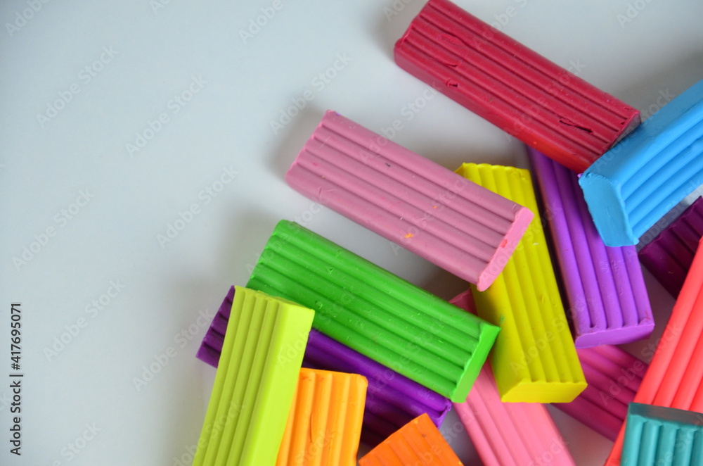 A set of colors of Modeling clay. Modeling and design for children. on white background A set of colors of Modeling clay. Modeling and design for children. on white background