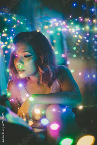 fantasy Girl in fairy lights