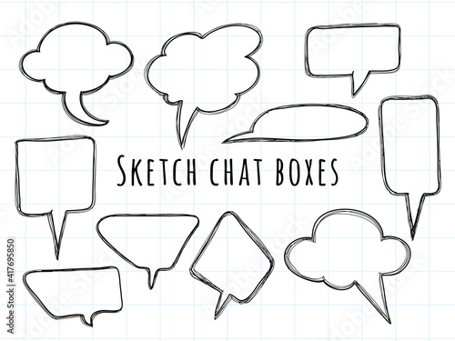 Chat bubble sketch drawing collection
