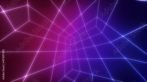 Neon glow net grid. A modern abstract backdrop for retro technology compositions