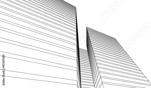 abstract futuristic architecture vector 3d illustration