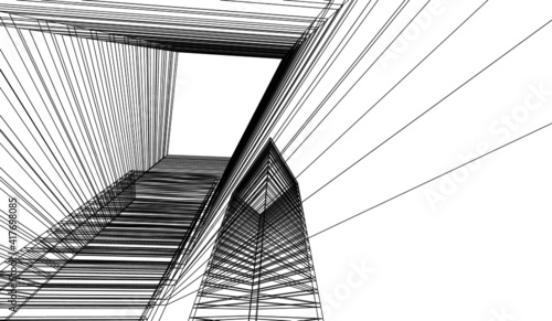 abstract futuristic architecture vector 3d illustration