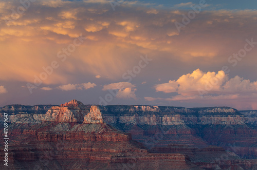 USA, Arizona. Evening storm over the North Rim of Grand Canyon seen from Cedar Ridge, Grand Canyon National Park.