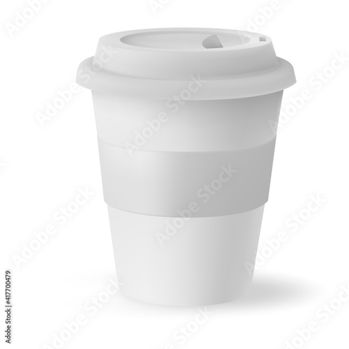 Business paper cup for hot coffee mockup with black lid isolated on white background. White blank, large, medium and small Takeaway paper.