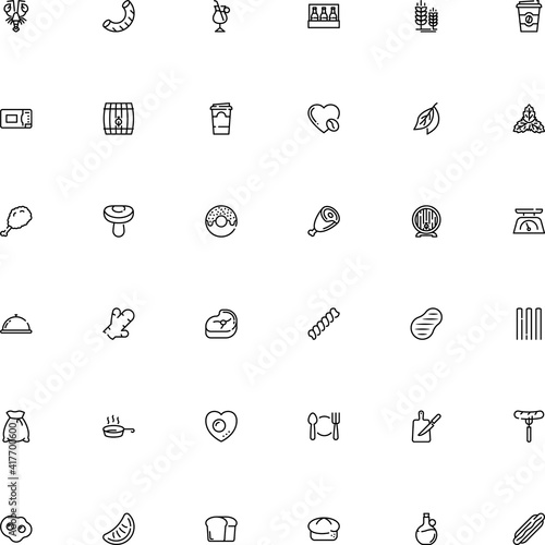 icon vector icon set such as: turkey, liquor, spearmint, italian food, pack, baker, ripe, barley, donut, sirloin, irish, board, ginger, appliance, electrical, consumer, extra, mentha, platter, herb