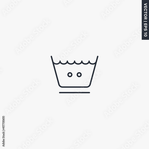 Gentle wash in warm water, linear style sign for mobile concept and web design
