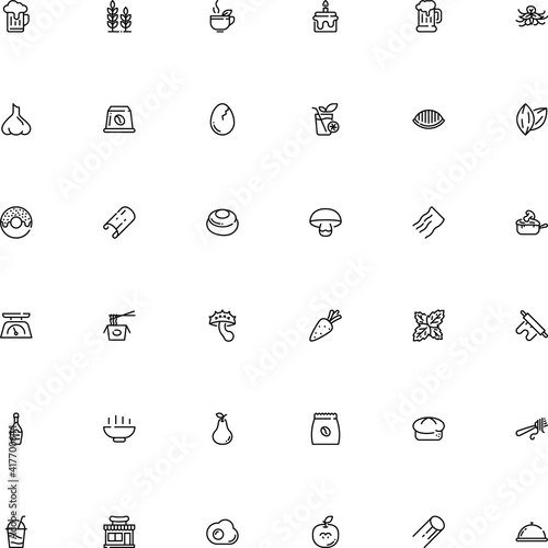 icon vector icon set such as: pin, metal, sticks, calorie, wide, capsule, tagliatelle, bag, service, roller, easter, juice, garnish, tool, soup, storefront, tea, kilogram, gluten, cork, preparation