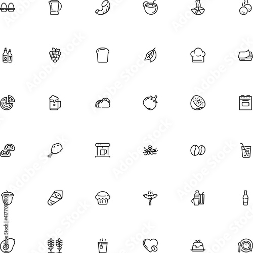 icon vector icon set such as: strawberry, blossom, pot, spiral, red, sushi, appliance, biscuit, maker, leg, autumn, sing, poster, flour, engraving, avocado, herb, condiment, key, bone, tacos, round