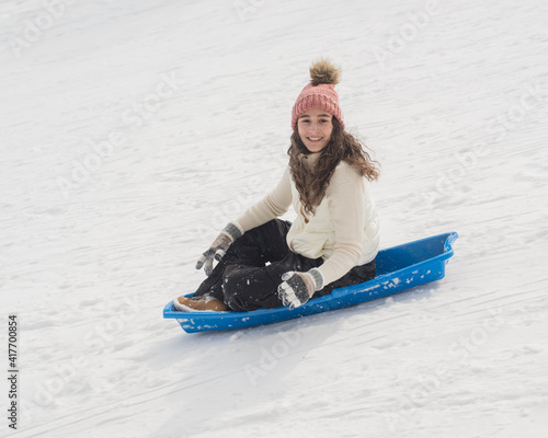 girl on sled