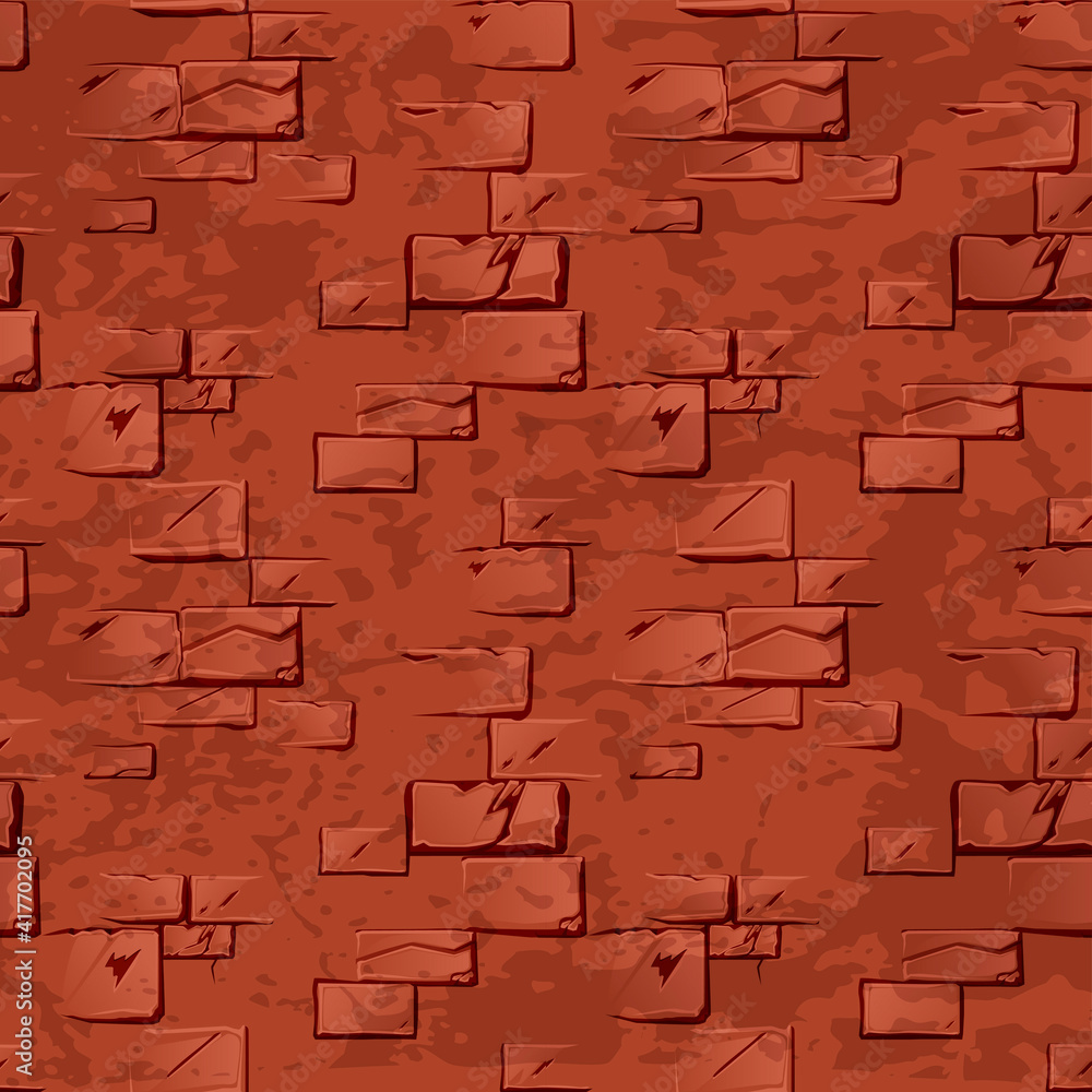 Obraz premium Seamless texture of stone red old wall.