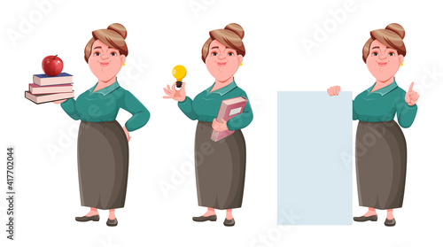 Happy smiling middle aged woman teacher