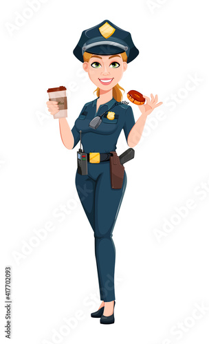 Police woman in uniform. Female police officer