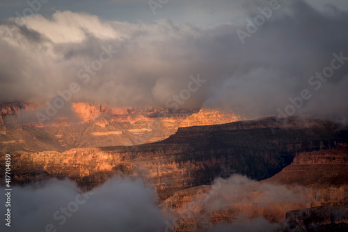 USA, Arizona, Grand Canyon National Park. Overview of cloudy canyon.