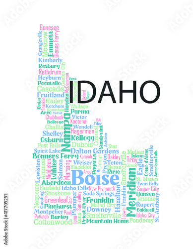 Word cloud map design includes all Counties, Cities, Municipalities in the state of Indiana. It's an editable vector file.