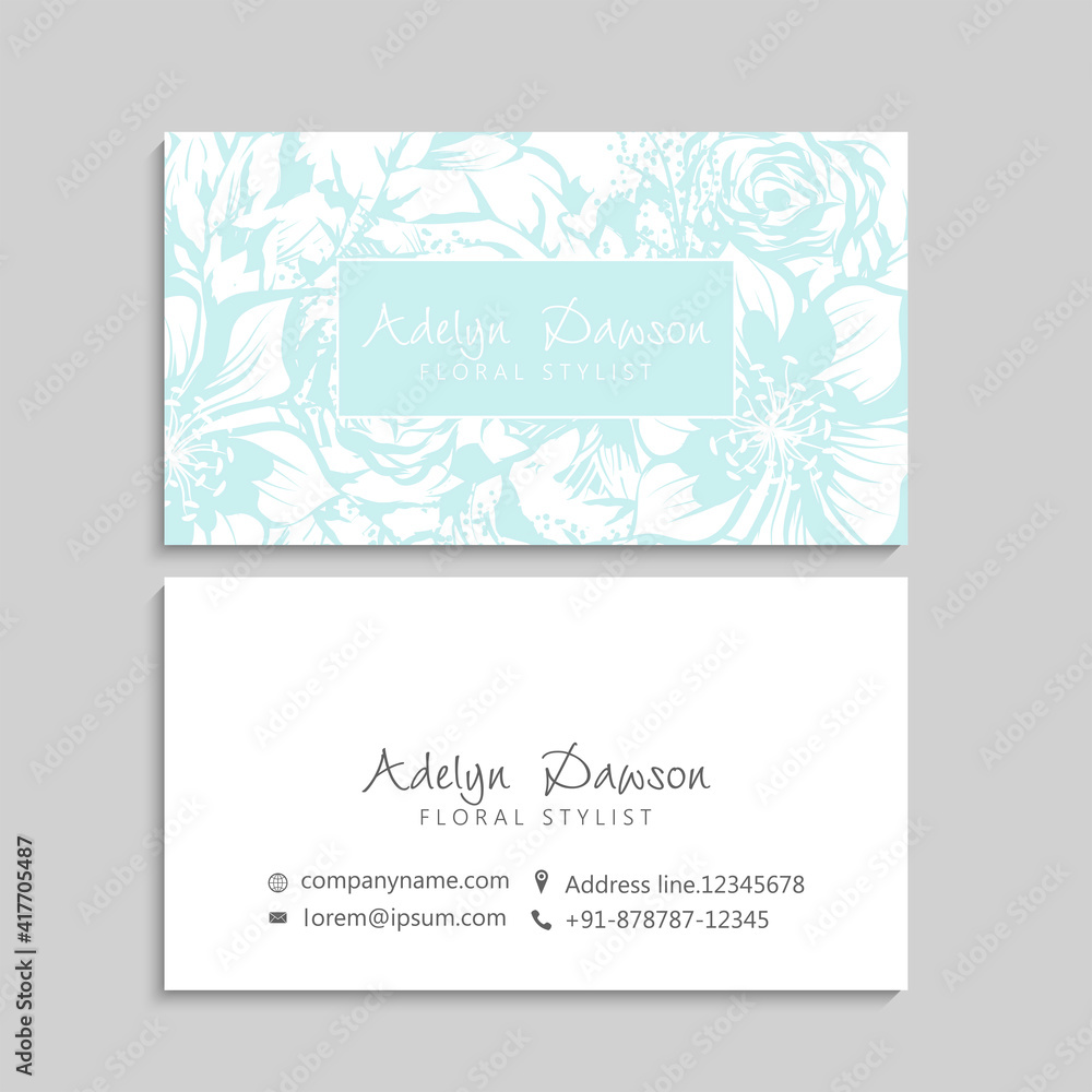 Floral Business Card Set. Designed in the same style
