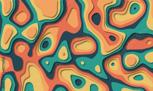 Trendy abstract liquid background template with papercut out effect style