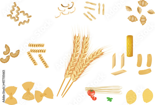 various pasta of various forms of grain various pasta of various forms of grain