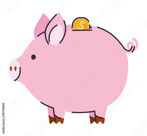 bank piggy with one coin