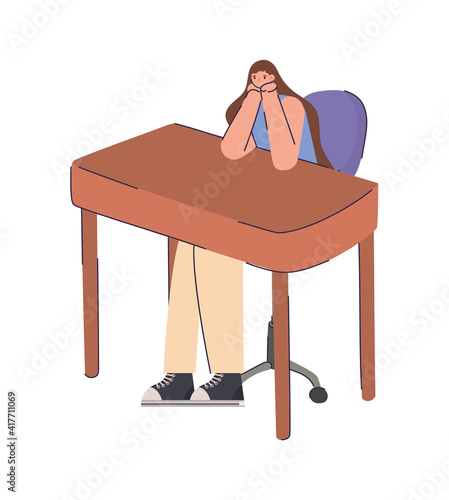 sitting lady procrastinating