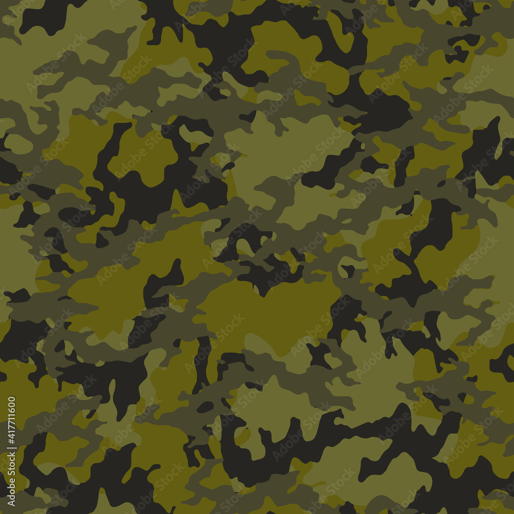 Fototapeta premium Full seamless military camouflage skin pattern vector for decor and textile. Army masking design for hunting textile fabric printing and wallpaper. Design for fashion and home design.