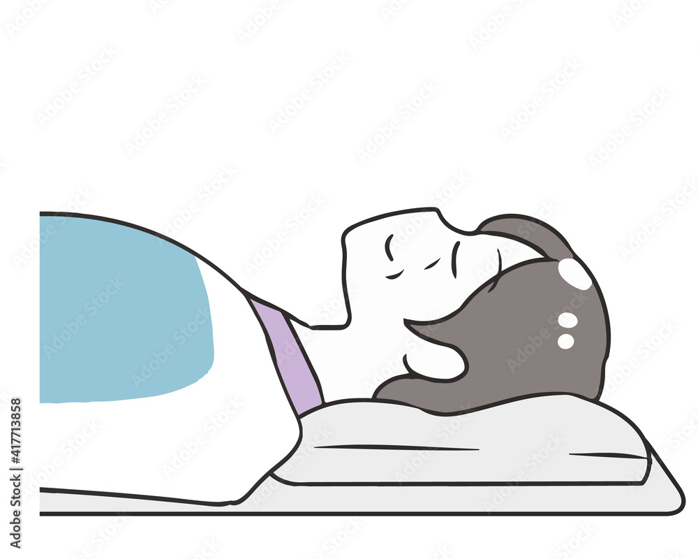 Fototapeta premium 寝る 横向き 布団 高齢女性 上半身