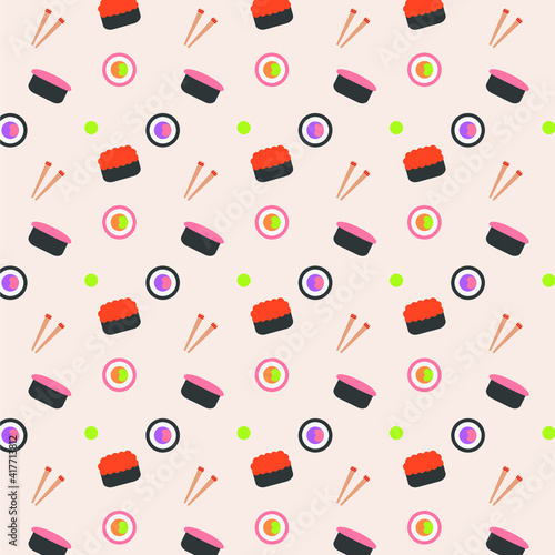 Sushi pattern. Asia food. japan.