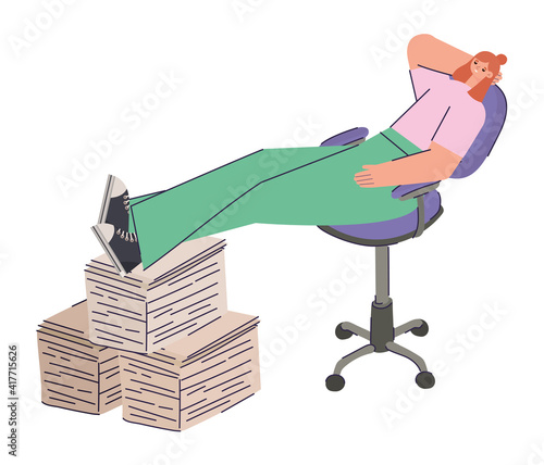 sitting woman procrastinating
