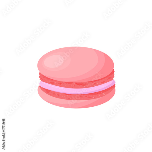 Macaroon in flat cartoon style on isolated background