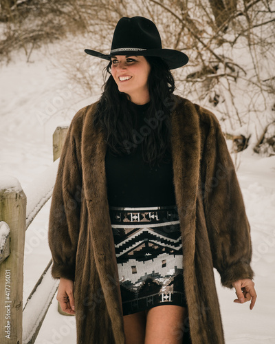 model in coat
