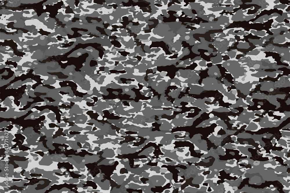 Full seamless gray military camouflage skin pattern vector for decor and textile. Army masking design for hunting textile fabric printing and wallpaper. Design for fashion and home design.