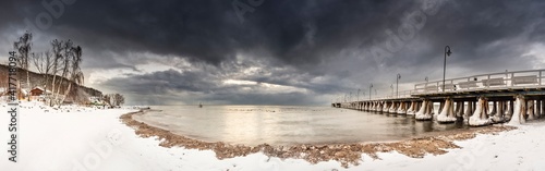 Beautiful winter see landscape without people   panorama  Baltic See  Orlowo