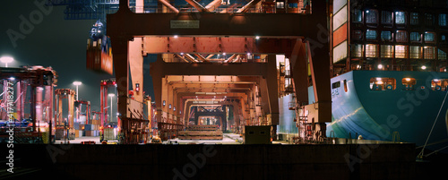 Φωτογραφία Container terminal in Hamburg in the evening