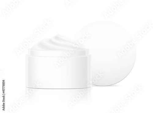 Blank cosmetic package container for creme. Vector illustration isolated on white background. Can be use for your design, advertising, promo and etc. EPS10.	