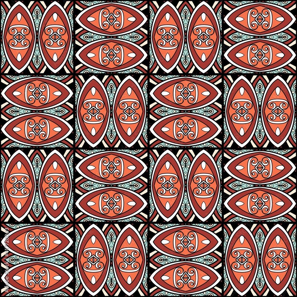 Seamless Tile Pattern, Crazy Patchwork Quilt Ornament. Endless Ethnic Texture with Square Ornate Motif. Vintage Mosaic Décor. Swatch for Fabric Textile, Wrapping Paper, Wallpaper. Vector Illustration
Seamless Tile Pattern, Crazy Patchwork Quilt Ornament. Endless Ethnic Texture with Square Ornate Motif. Vintage Mosaic Décor. Swatch for Fabric Textile, Wrapping Paper, Wallpaper. Vector Illustration