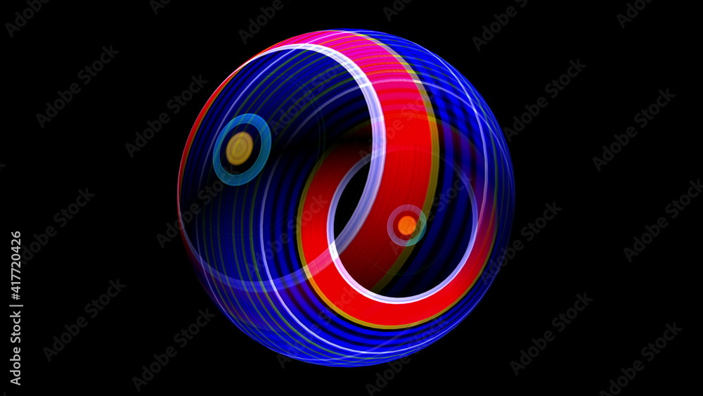 3D illustration of Colorful sphere over black 3D illustration of Colorful sphere over black