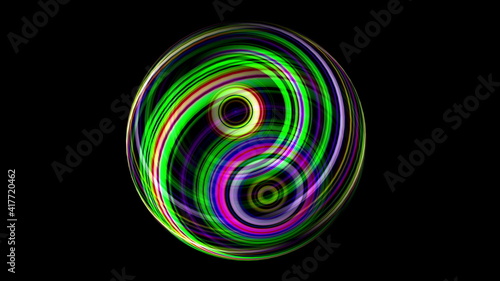3D illustration of Colorful sphere over black