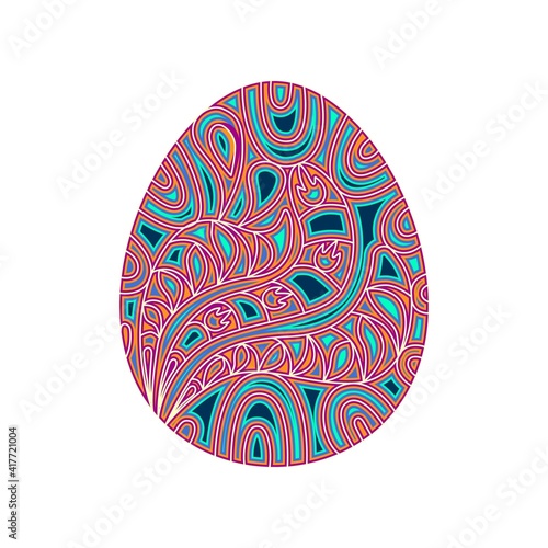 Easter Egg Layered. 3d Easter ornament. Mandala layered design. Vector multilayer illustration.