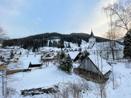 Winter Slovak village Nizna Boca in Low Tatras photo