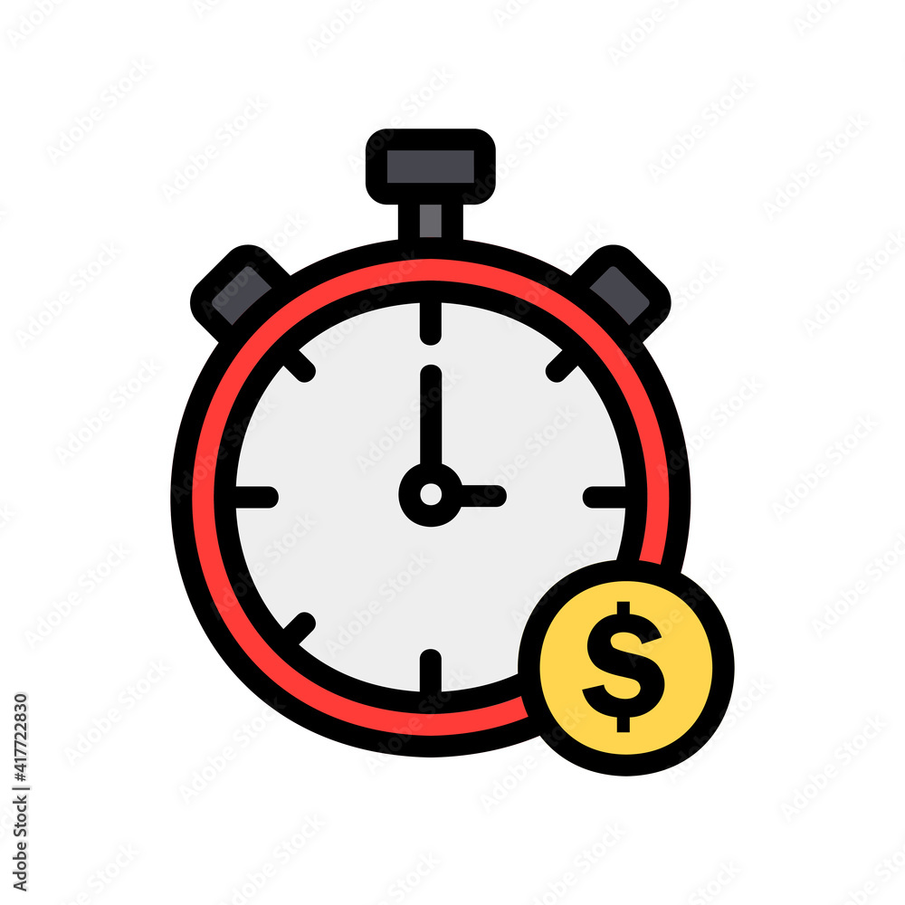 Time is money icon vector illustration in filled line style about marketing and growth for any projects Time is money icon vector illustration in filled line style about marketing and growth for any projects