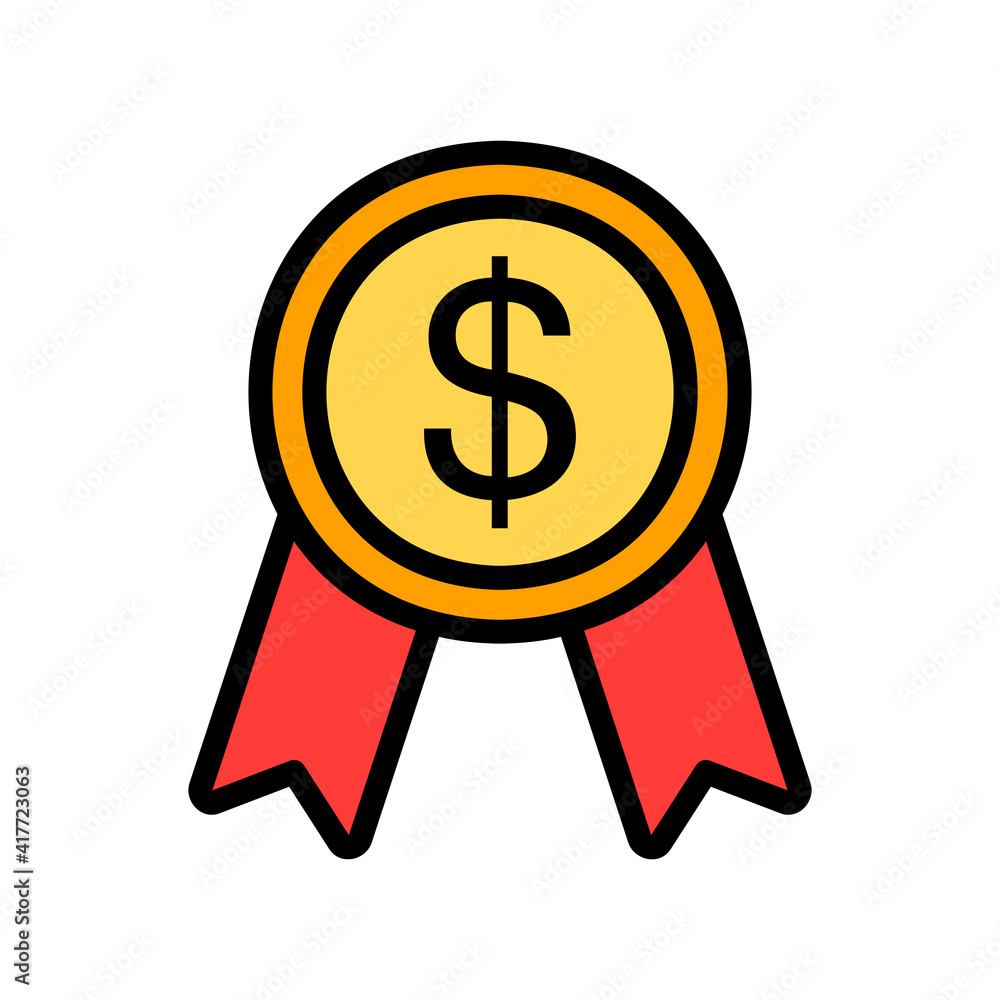Medal icon vector illustration in filled line style about marketing and growth for any projects Medal icon vector illustration in filled line style about marketing and growth for any projects