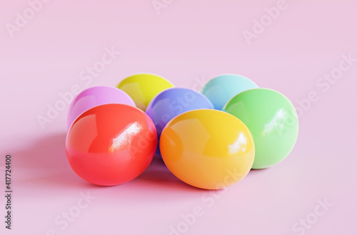 easter eggs isolated on a pink background