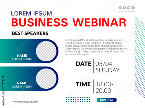 Live webinar invite template. Banner live webinar promotion for social media.
