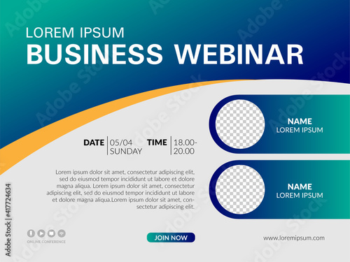 Live webinar invite template. Banner live webinar promotion for social media.
