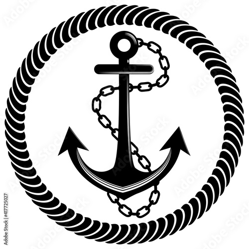 Anchor Emblem Rope Pattern Border