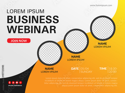 Live webinar invite template. Banner live webinar promotion for social media.
