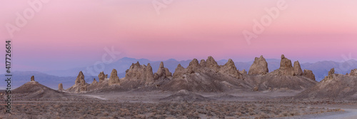 USA, California. Composite panoramic of Trona Pinnacles. photo