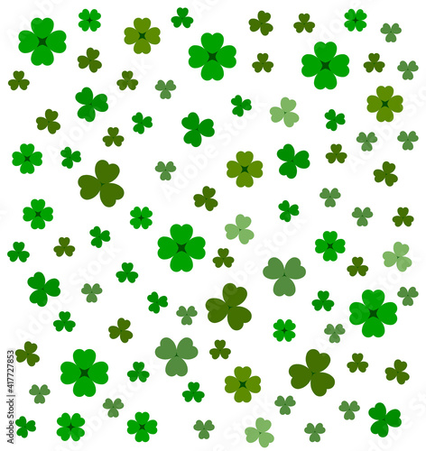 St patrick s day clover leaves on white background template